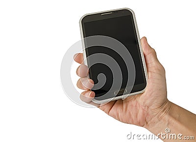 Hand holding smart phone Stock Photo