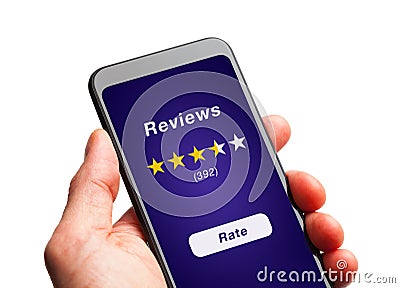 Customer Reviews on Smart Phone Stock Photo