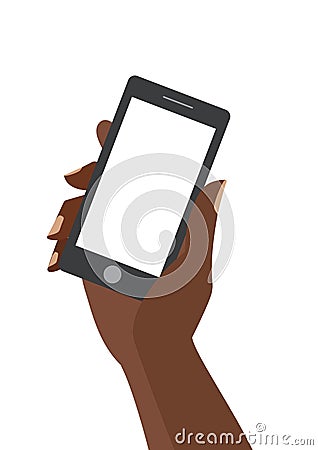 Hand holding smartphone with blank screen Vector Illustration