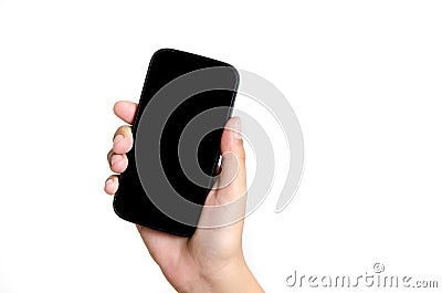 Hand holding smartphone Stock Photo