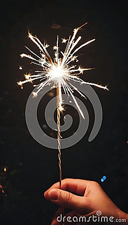 Hand holding a Sparkler Pray for blessings Stock Photo