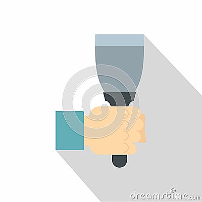 Hand holding spatula tool icon, flat style Vector Illustration