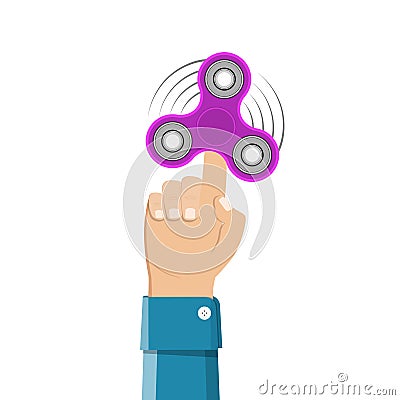 Hand holding spinner. Vector Illustration