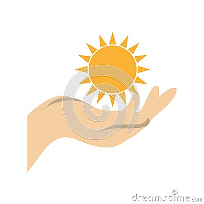 Hand holding a sun shape Vector Illustration