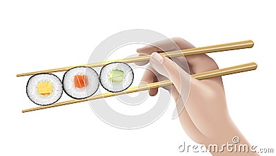 Hand holding sushi. Vector clip art illustration Vector Illustration