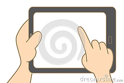 Hand holding tablet Vector Illustration