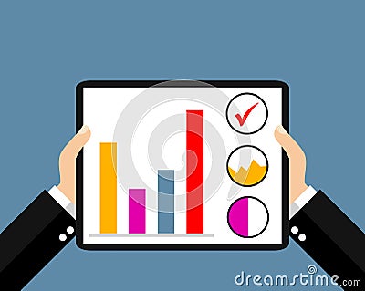 Tablet: Data Chart - Flat Design Stock Photo