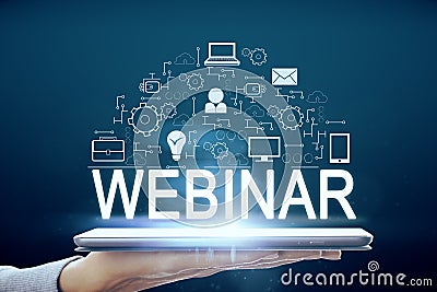 Creative blue webinar sketch Stock Photo