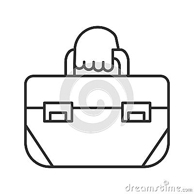 Hand holding tool bag linear icon Vector Illustration