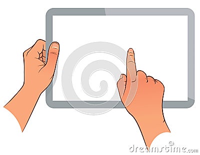 Hand holding a touchpad pc Vector Illustration