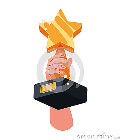 hand holding trophy star Vector Illustration