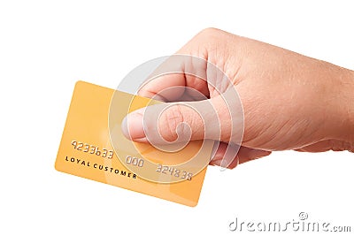 Hand holding unidentified plastic card Stock Photo