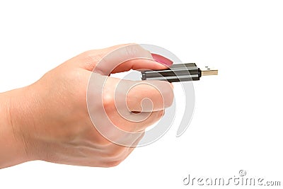 hand holding usb storage device Stock Photo