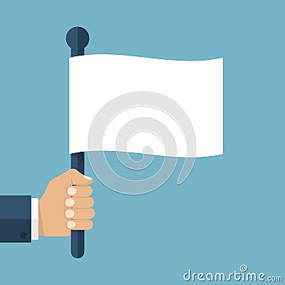 Hand holding white flag Vector Illustration