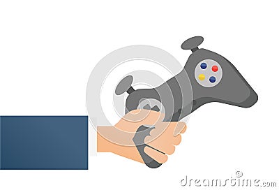 Hand holding a wireless gaming controller. Vector Illustration