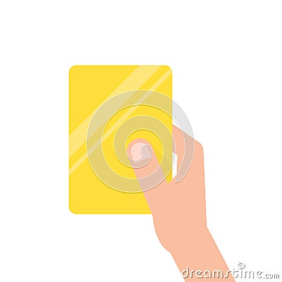 Hand holding yellow football card Vector Illustration