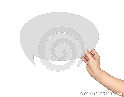 The hand holds a dialogue Stock Photo