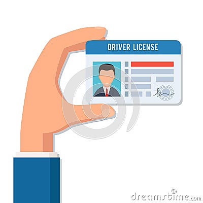 Hand holds a driver license Vector Illustration