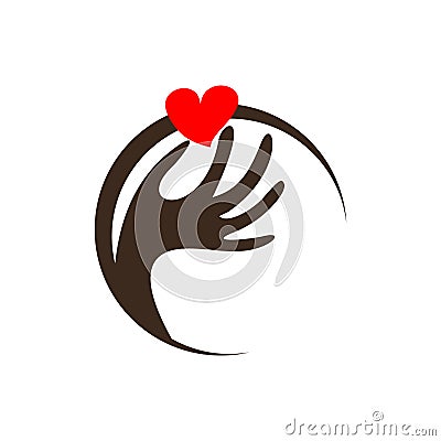 The hand holds the heart Vector Illustration