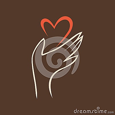 The hand holds the heart Vector Illustration