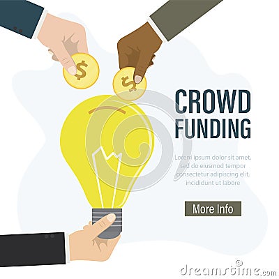 Hand holds lightbulb - new business idea. Investors gives money for potential profit. Great ideas for your business - landing page Vector Illustration