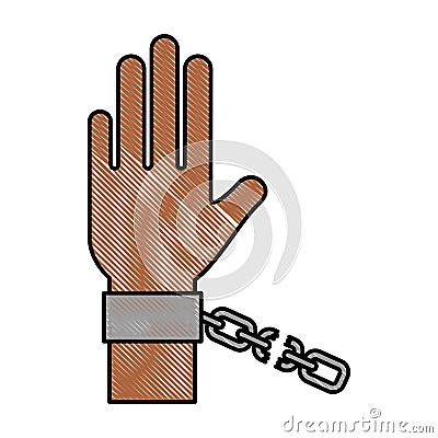 Hand human with chains Vector Illustration