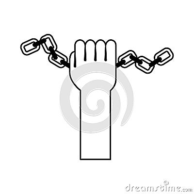 Hand human with chains Vector Illustration