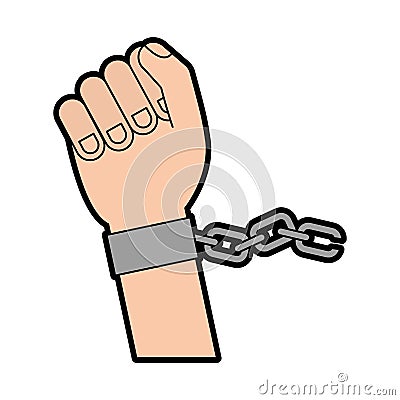 Hand human with chains Vector Illustration