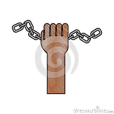 Hand human with chains Vector Illustration