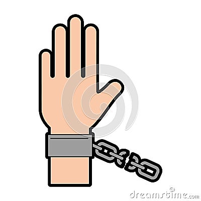 Hand human with chains Vector Illustration