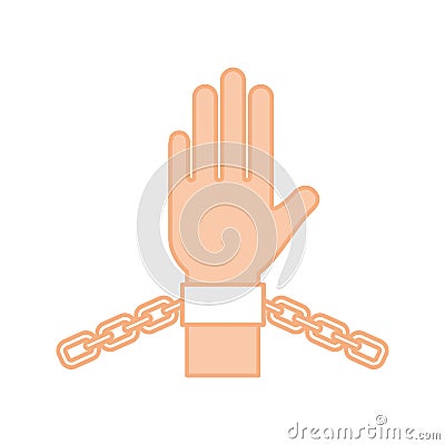 Hand human with chains Vector Illustration