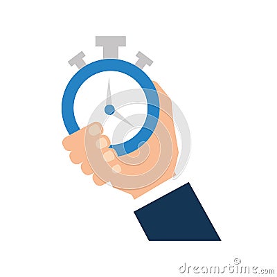 Hand human with chronometer watch isolated icon Vector Illustration