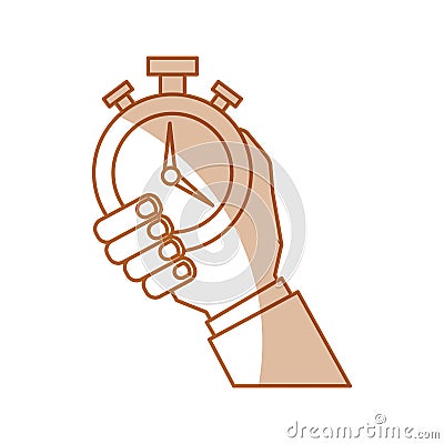 Hand human with chronometer watch isolated icon Vector Illustration