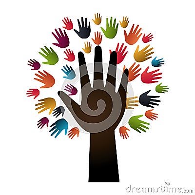 Hand human silhouette colors community icon Vector Illustration