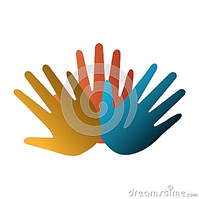 Hand human silhouette colors community icon Vector Illustration