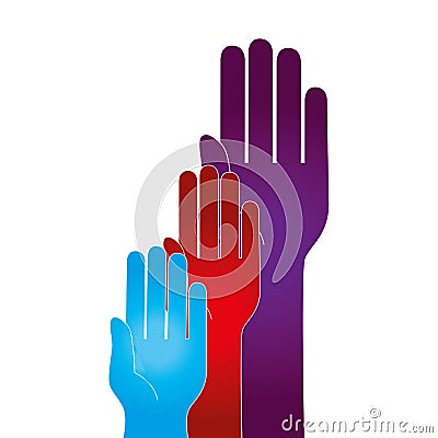 Hand human silhouette colors community icon Vector Illustration