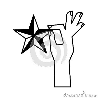 Hand human with star Vector Illustration