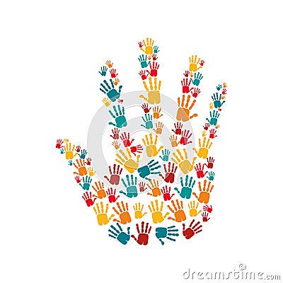 hand human stop with hands colors pattern Vector Illustration