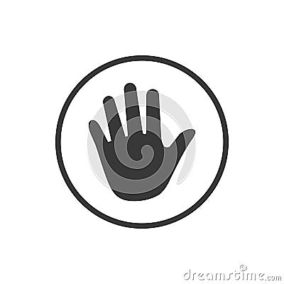 Hand icon in circle . Vector illustration isolated on white background. Vector Illustration
