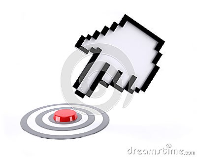 Hand icon pointer click on red button Stock Photo