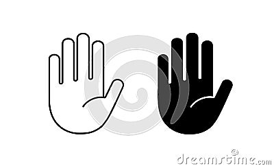 Hand icon. Vector stop symbol. Palm outline. Sign silhouette outline hand Stock Photo