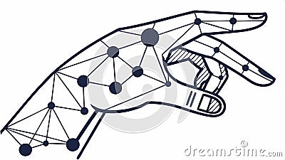Hand network connection, digital interface, tech interaction, communication, futuristic vector design Generative AI Vector Illustration