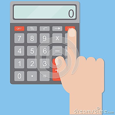 Hand includes a calculator. Calculator business man. Vector Illustration