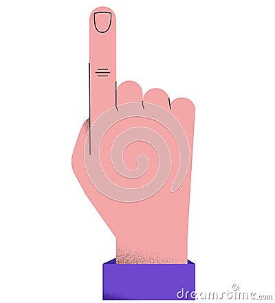 Hand with index pointing finger. Business gesture. Icon flat vector illustration. Vector Illustration