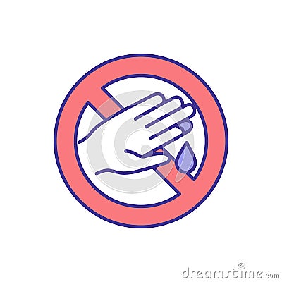 Hand injury prevention at work RGB color icon Vector Illustration