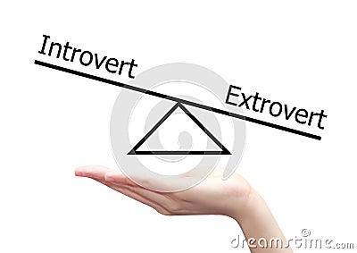 Hand with introvert and extrovert concept Stock Photo