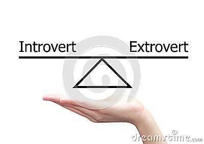 Hand with introvert and extrovert concept Stock Photo