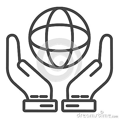 Hand keep globe icon, outline style Vector Illustration