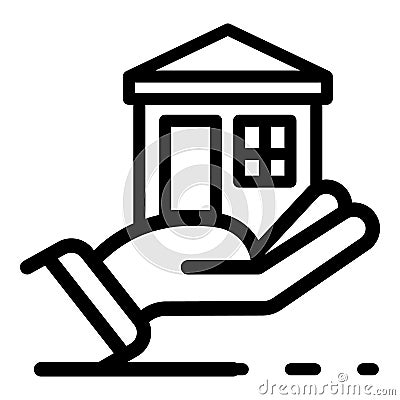 Hand keep house icon, outline style Vector Illustration