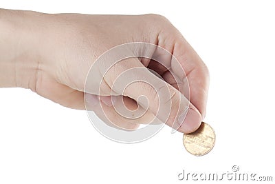 Hand keeping coin Stock Photo